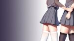  2girls gradient original signed skirt thighhighs third-party_edit yuri 