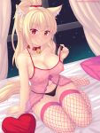  animal_ears fast-runner-2024 fishnets lingerie nipples no_bra pantsu see_through tail thighhighs undressing 