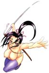  breasts highres katana kousaka_shigure large_breasts matsuena_shun nude nude_filter ribbon shijou_saikyou_no_deshi_ken'ichi solo sword thighhighs third-party_edit weapon 