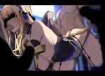  1girl 4boys all_fours ass blindfold blonde_hair blush breasts censored clenched_teeth collar elbow_gloves erection evelysse_(star_ocean) fellatio gangbang garter_belt garter_straps gloves group_sex hand_on_head hanging_breasts headphones highres irrumatio long_hair mosaic_censoring multiple_boys nagioka navel oral penis penis_on_face pussy_juice rape see-through spitroast star_ocean star_ocean_anamnesis sweat teeth thighhighs 