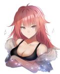  1girl black_tank_top breasts cleavage collarbone crossed_arms fhilippedu girls&#039;_frontline large_breasts long_hair looking_at_viewer ntw-20_(girls&#039;_frontline) pink_eyes pink_hair solo sparkle tank_top white_background 