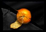  black_background broken broken_glass food food_focus fruit glass highres no_humans orange_(food) original painttool_sai_(medium) peeling realistic senzaki-ryosuke shatter simple_background still_life stone 