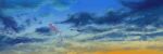  cloud facing_away flying gen_1_pokemon kokesa_kerokero mew mythical_pokemon no_humans outdoors pokemon pokemon_(creature) sky solo sparkle sunset twilight 