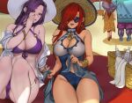  beach bikini blue_eyes breasts caitlyn cameltoe cleavage cropped garter hat league_of_legends leona_(league_of_legends) long_hair male pd_(pdpdlv1) purple_eyes purple_hair red_hair sarah_fortune shade sunglasses swimsuit tagme_(character) third-party_edit waifu2x wristwear 