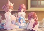  animal_ears nekomimi onsen tagme tail towel wet 