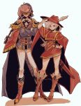  2girls armor belt beret blue_cape blue_mage boots cape crossed_arms faris_scherwiz feathers final_fantasy final_fantasy_v formal green_eyes hat hat_feather leather leather_boots lenna_charlotte_tycoon long_hair looking_at_viewer mask multiple_girls pauldrons pink_hair ponytail purple_hair red_cape red_mage saito_piyoko sheath sheathed short_hair shoulder_armor siblings simple_background sisters smile suit sword tied_hair weapon white_background 