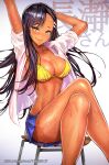  bikini bugsing ijiranaide_nagatoro-san nagatoro_hayase open_shirt see_through seifuku skirt_lift swimsuits wet wet_clothes 