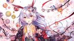  1girl animal_ears artist_request ball benghuai_xueyuan bracelet cherry_blossoms closed_mouth flower fox_ears hair_between_eyes hair_flower hair_ornament highres holding honkai_(series) honkai_impact_3rd japanese_clothes jewelry kimono long_hair long_sleeves looking_at_viewer official_art petals pink_eyes pink_hair smile solo temari_ball theresa_apocalypse theresa_apocalypse_(sakura_rondo) 