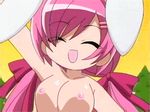  animal_ears animated animated_gif bouncing_breasts breasts bunny_ears di_gi_charat happy lowres nipples nude pink_hair solo source_request usada_hikaru 