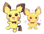  :d artsy-rc closed_mouth commentary english_commentary gen_2_pokemon highres looking_at_viewer no_humans open_mouth pichu pokemon pokemon_(creature) simple_background smile sparkle white_background 