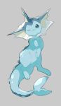  :3 bokubo closed_mouth commentary_request full_body gen_1_pokemon grey_background highres looking_at_viewer no_humans one_eye_closed paws pokemon pokemon_(creature) simple_background smile solo toes vaporeon 