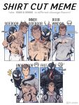  ! 2boys abs alternate_costume arm_tattoo bara bare_pectorals blush chest_tattoo cleavage_cutout clothes_lift clothing_cutout eddie_brock facial_hair giant giant_male heart highres hood hoodie kalamari large_pectorals lifted_by_another long_sideburns long_tongue male_cleavage male_focus marvel mature_male monster_boy multiple_boys muscular muscular_male navel navel_hair nipples pectorals saliva sexually_suggestive sharp_teeth shirt_cut_meme shirt_lift shirtless short_hair sideburns size_difference slime_boy stomach stubble sweatdrop sweater tattoo teeth tongue upper_body venom_(marvel) white_hoodie white_sweater yaoi 