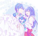  1boy 1girl blue_eyes blue_hair blush bouquet caeda_(fire_emblem) carrying closed_eyes couple dress english_text fire_emblem fire_emblem:_mystery_of_the_emblem fire_emblem:_new_mystery_of_the_emblem fire_emblem:_shadow_dragon_and_the_blade_of_light fire_emblem_heroes flower gloves hetero hiyori_(rindou66) long_hair looking_at_another marth_(fire_emblem) open_mouth princess_carry smile twitter_username wedding_dress white_dress white_gloves 
