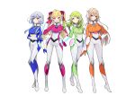  blonde_hair blue_hair bodysuit boots bow brown_hair collar furen_e_lustario gloves green_eyes green_hair group hakase_fuyuki headphones long_hair morinaka_kazaki nijisanji purple_eyes red_eyes takamiya_rion twintails white yuu_(higashi_no_penguin) 