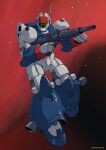  floating ginga_hyouryuu_vifam gun holding holding_gun holding_weapon looking_down mecha no_humans radio_antenna science_fiction solo space thrusters vifam visor weapon yamada_yuuji 