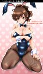  animal_ears breast_hold bunny_ears bunny_girl fishnets girls_und_panzer koyama_yuzu no_bra pantyhose tomokoji 