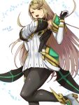  bangs bare_shoulders blonde_hair breasts chest_jewel dress earrings elbow_gloves gem gloves headpiece highres jewelry large_breasts long_hair mythra_(massive_melee)_(xenoblade) mythra_(xenoblade) oyasu_(kinakoyamamori) short_dress swept_bangs thigh_strap tiara very_long_hair white_dress white_footwear white_gloves xenoblade_chronicles_(series) xenoblade_chronicles_2 yellow_eyes 