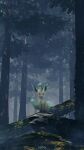  brown_eyes commentary_request creature fallen_tree forest gen_4_pokemon highres leafeo2 leafeon nature no_humans outdoors pokemon pokemon_(creature) sitting solo tree 