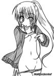  breasts face genderswap genderswap_(mtf) greyscale kyonko monochrome panties panty_pull ryuuryuu small_breasts solo suzumiya_haruhi_no_yuuutsu underwear 