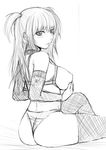  amane_misa bangs breasts death_note greyscale large_breasts lingerie monochrome panties shinozuka_jouji sketch solo thighhighs thong two_side_up underwear 
