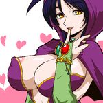  areolae bad_id bad_pixiv_id blue_hair blush breasts breath_of_fire breath_of_fire_ii cleavage covered_nipples deis fjt_(fjym2) hood huge_breasts japanese_clothes jewelry lips lowres nipples oekaki solo yellow_eyes 