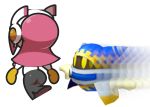  clothing duo female hair kirby_(series) magolor male nintendo pink_hair rear_view susie_(kirby) video_games vilepluff 