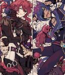  2boys 4girls akina422 amber_(genshin_impact) animal animal_ears animalization backpack bag bangs black_gloves black_pants blue_eyes cat cat_boy cat_ears cat_tail clothed_animal diluc_(genshin_impact) earrings eyepatch fang fingerless_gloves genshin_impact gloves hair_between_eyes hat jean_(genshin_impact) jewelry kaeya_(genshin_impact) klee_(genshin_impact) lisa_(genshin_impact) long_hair long_sleeves multiple_boys multiple_girls one_eye_closed open_mouth pants paw_pose paw_print red_eyes single_earring sweat tail witch_hat 