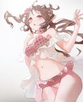  animal_ears arknights bikini erect_nipples eyjafjalla_(arknights) garter horns leiq open_shirt see_through swimsuits 