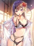  bra cleavage detexted garter_belt lingerie miwabe_sakura open_shirt pantsu yukata 