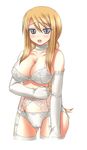  agrias_oaks blonde_hair blush bra braid breasts d_kurouri elbow_gloves final_fantasy final_fantasy_tactics gloves huge_breasts labia lingerie long_hair panties single_braid solo thighhighs underwear underwear_only yellow_eyes 