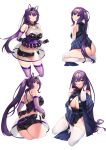  1girl absurdres ass breasts cleavage_cutout clothing_cutout cosplay cowboy_shot elbow_gloves front_zipper_swimsuit gloves hairband hie_(hiememiko) hiememiko highres idolmaster idolmaster_cinderella_girls large_breasts latex meme_attire multiple_views one-piece_swimsuit purple_eyes purple_hair sagisawa_fumika sagisawa_fumika_(cosplay) see-through see-through_skirt shiny shiny_clothes short_eyebrows short_shorts shorts side_ponytail skirt smile solo swimsuit thighhighs unzipped zipper 