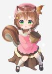  &gt;:( 1girl acorn acorn_pendant angry animal_ear_fluff animal_ears ayunda_risu beret brown_hair brown_skirt child choker collar fur_choker green_eyes hair_leaf hair_ornament hairclip hat highres hololive hololive_indonesia ikazu401 kindergarten_uniform looking_at_viewer mary_janes medium_hair nut_(food) pink_headwear pink_shirt pleated_skirt shirt shoes sitting skirt socks solo squirrel_ears squirrel_girl squirrel_tail tail tree_stump twintails v-shaped_eyebrows virtual_youtuber white_collar white_legwear younger 