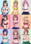  6+girls ahoge arm_behind_back arm_behind_head asaka_karin bangs bikini black_hair blonde_hair blue_eyes blue_hair blunt_bangs bow bow_bikini braid breasts brown_hair character_request collarbone commentary_request crossed_arms emma_verde eyebrows_visible_through_hair flower frown green_eyes hair_bow hair_flower hair_ornament hands_on_hips hands_together holding_drawing konoe_kanata large_breasts long_hair looking_at_viewer love_live! love_live!_nijigasaki_high_school_idol_club medium_breasts multicolored multicolored_background multiple_girls navel o-ring o-ring_bikini pink_eyes pink_hair reminiscence202 scrunchie short_hair short_hair_with_long_locks short_twintails side_ponytail skirt small_breasts swimsuit twintails uehara_ayumu unhappy very_long_hair yellow_eyes yuuki_setsuna_(love_live!) 