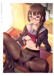  megane pantsu pantyhose seifuku shirt_lift tagme 