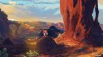  1boy 1girl cactus canyon cloud furry knuckles_the_echidna matt_cummings peeking_out rock rouge_the_bat scenery serious sonic_(series) sonic_adventure_2 spiked_knuckles standing sunset 