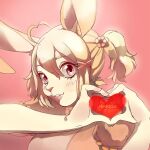  animal_ears blonde_hair bunny_ears furry heart heart_hands kekipai original pink_eyes side_ponytail tagme 