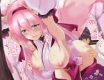  admiral_(azur_lane) animal_ears ass_grab azur_lane breasts gym_uniform hanazuki_(azur_lane) japanese_clothes kitsune nipples no_bra tail tonchinkan wet 