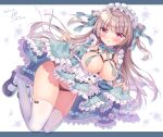  cleavage maid no_bra pantsu siooooono skirt_lift thighhighs 