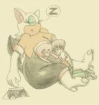 2009 chris_thorndyke female male meanmotorscooter overweight rouge_the_bat sleeping sonic_(series) traditional_media_(artwork) 