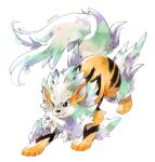  absurdres arcanine bright_pupils brown_eyes closed_mouth commentary_request fangs fangs_out full_body gen_1_pokemon highres izumi_asuka no_humans paws pokemon pokemon_(creature) simple_background solo toes white_background white_pupils 