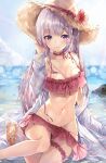  bikini garter matutoki_nara open_shirt panty_pull see_through swimsuits wardrobe_malfunction wet_clothes 