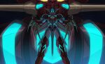  3ok absurdres blurry blurry_background clenched_hands floating getter_arc getter_emperor getter_robo getter_robo_arc glowing head_wings highres mecha no_humans science_fiction space super_robot yellow_eyes 