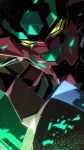  close-up getter-1 getter_robo glowing glowing_eyes highres looking_at_viewer mecha new_getter_robo no_humans ohashi_aito science_fiction solo super_robot yellow_eyes 