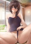  kantai_collection pussy pussy_juice school_swimsuit shigure_(kancolle) swimsuits wet yamataka 