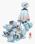  :d commentary_request crossed_arms gen_1_pokemon highres holding kikuyoshi_(tracco) no_humans open_mouth pokemon pokemon_(creature) simple_background smile squirtle squirtle_squad sunglasses tongue white_background 