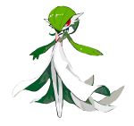  1girl absurdres apios1 bangs bob_cut colored_skin commentary flat_chest full_body gardevoir gen_3_pokemon green_hair green_skin hair_over_one_eye highres legs_together looking_to_the_side multicolored_hair pokemon pokemon_(creature) red_eyes shiny shiny_hair short_hair simple_background sketch solo standing two-tone_hair white_background white_skin 
