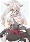  animal_ears final_fantasy final_fantasy_xiv megane miqo&#039;te no_bra skirt_lift tagme tail 