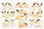  &gt;_&lt; alternate_color blue_eyes commentary_request crying flareon gen_1_pokemon green_eyes heart highres jolteon moco_font no_humans o_o one_eye_closed partially_colored paws pokemon pokemon_(creature) shiny_pokemon spoken_heart standing tears toes translation_request 