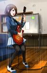  bad_id bad_pixiv_id brown_eyes brown_hair guitar hirasawa_yui instrument k-on! legs pantyhose school_uniform shigureteki short_hair solo 