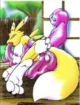  anal breasts canine d-reaper digimon female fox mammal nipples oral pussy renamon slime tentacles vaginal 